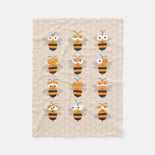 Cartoon Niedlich Funny Honey Bee Honeycomb Fleecedecke (Vorderseite)