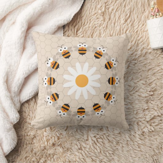 Cartoon Niedlich Funny Honey Bee Honeycomb Kissen (Decke)