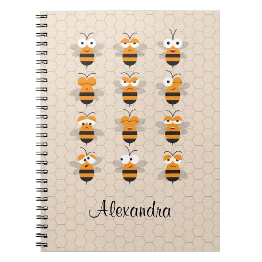 Cartoon Niedlich Funny Honey Bee Honeycomb Notizblock (Vorderseite)