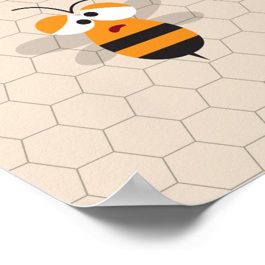 Cartoon Niedlich Funny Honey Bee Honeycomb Poster (Ecke)