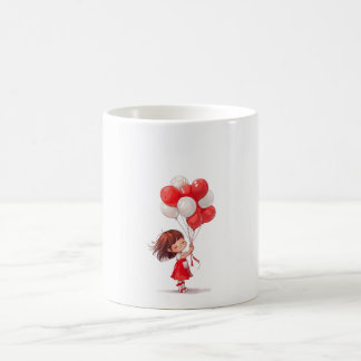 Cartoon Niedlich Girl mit Balloons Tasse