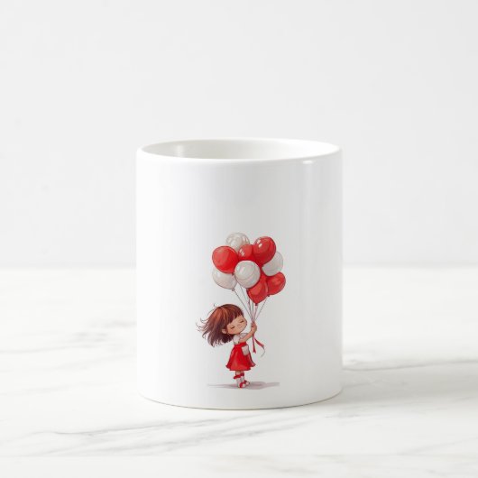 Cartoon Niedlich Girl mit Balloons Tasse (Mittel)