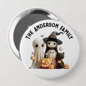 Cartoon Niedlich Hexenmeister Ghost Pumpkins Famil Button (Vorne & Hinten)