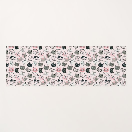 Cartoon Niedlich Kitten Faces Yogamatte (Vorderseite (Horizontal))