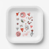 Cartoon niedlich Liebe Pappteller (Vorderseite)