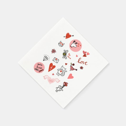 Cartoon niedlich Liebe Serviette (Ecke)