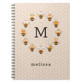 Cartoon Niedlich Monogram Honey Bee Honeycomb Notizblock (Vorderseite)