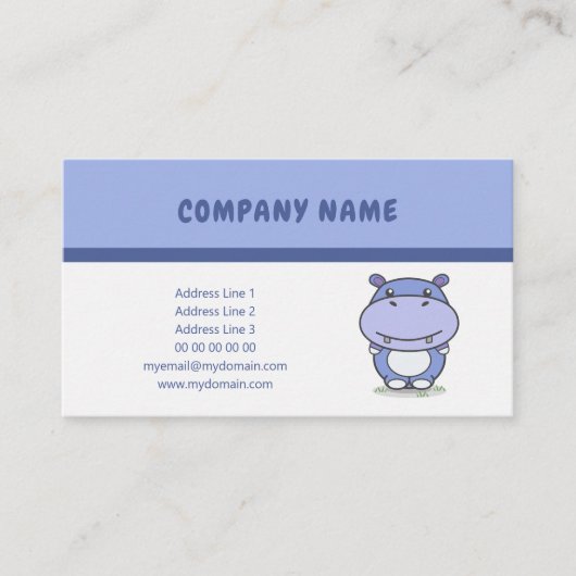 Cartoon Niedliche Hippo-Visitenkarte Visitenkarte (Vorderseite)