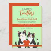 Cartoon Niedliche Katzen und Herz-Hochzeit Einladung (Vorne/Hinten)