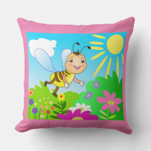 Cartoon niedliche lustige Biene und Blume Kissen