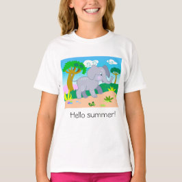 Cartoon niedlicher Elefant im Sommer in der Natur T-Shirt