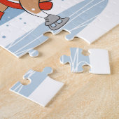 Cartoon Niedlicher Hund Welpe Ice Skaten Wintersch Puzzle (Seite)