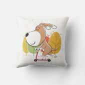 Cartoon Niedlicher Hund Welpe Kick Scooter Autumn  Kissen (Rückseite)