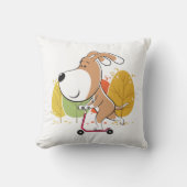Cartoon Niedlicher Hund Welpe Kick Scooter Autumn  Kissen (Vorderseite)