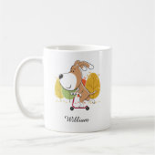 Cartoon Niedlicher Hund Welpen Kick Scooter Herbst Kaffeetasse (Links)