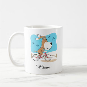 Cartoon Niedlicher Hund Welpenfahrrad Rad Kaffeetasse