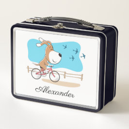 Cartoon Niedlicher Hund Welpenfahrrad Rad Metall Brotdose