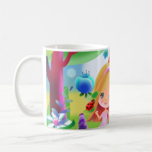 Cartoon niedliches Mädchen und Feenhaus Kaffeetasse