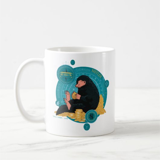 Cartoon NIFFLER™ mit Goldmünzen Kaffeetasse (Links)