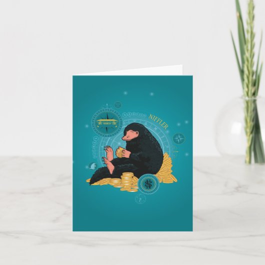 Cartoon NIFFLER™ mit Goldmünzen Karte (Vorderseite)