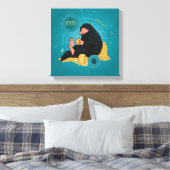 Cartoon NIFFLER™ mit Goldmünzen Leinwanddruck (Insitu (Schlafzimmer))