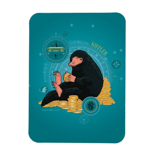 Cartoon NIFFLER™ mit Goldmünzen Magnet (Vertikal)