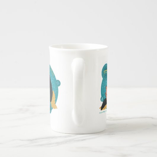 Cartoon NIFFLER™ mit Goldmünzen Porzellantasse (Rückseite)