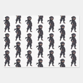 Cartoon Ninja Warrior Boys Geburtstagsparty Geschenkpapier Set