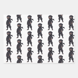 Cartoon Ninja Warrior Boys Geburtstagsparty Geschenkpapier Set