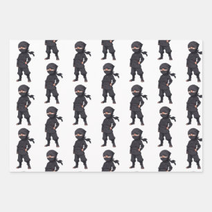 Cartoon Ninja Warrior Boys Geburtstagsparty Geschenkpapier Set