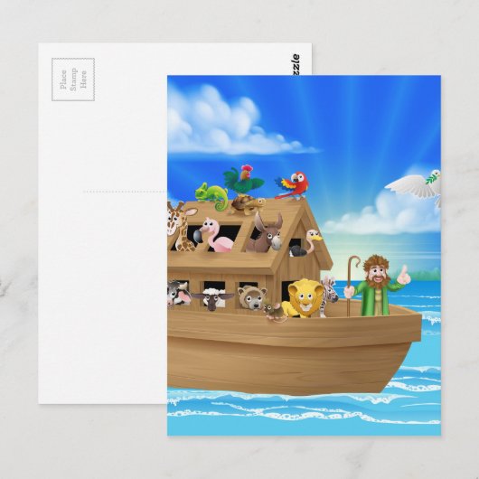 Cartoon Noahs Ark Postkarte (Vorne/Hinten)