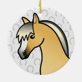Cartoon Norwegischer Fjord Pferdekopf Keramikornament (Hinten)