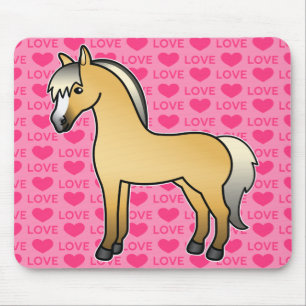 Cartoon Norwegisches Fjordepferd Liebestext Mousepad
