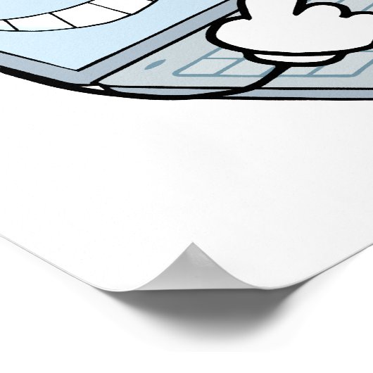 Cartoon-Notebook mit alberner Computerreparatur mi Poster (Ecke)