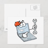 Cartoon-Notebook mit alberner Computerreparatur mi Postkarte (Vorne/Hinten)