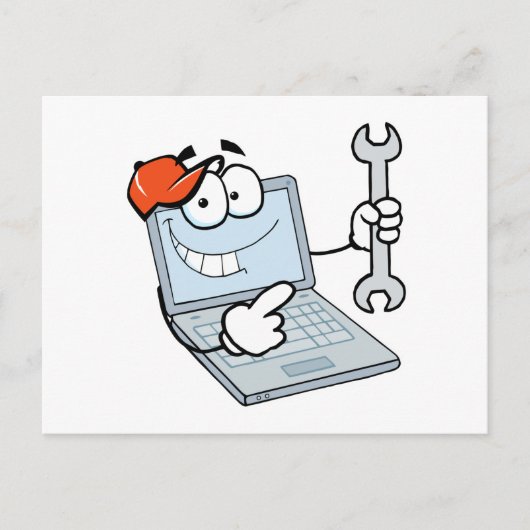Cartoon-Notebook mit alberner Computerreparatur mi Postkarte (Vorderseite)