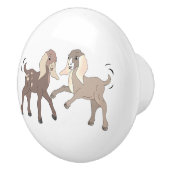 Cartoon Nubian Goat Kids Keramikknauf (Rechts)