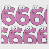 Cartoon Nummer 6 Spaß Lila Lächeln sechs Geschenkpapier (Flach)