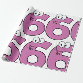 Cartoon Nummer 6 Spaß Lila Lächeln sechs Geschenkpapier (Ungerollt)