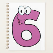 Cartoon Nummer 6 Spaß Lila Lächeln sechs Planer (Vorderseite)