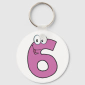 Cartoon Nummer 6 Spaß Lila Lächeln sechs Schlüsselanhänger (Vorderseite)