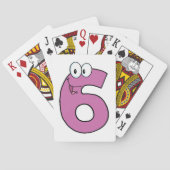 Cartoon Nummer 6 Spaß Lila Lächeln sechs Spielkarten (Rückseite)
