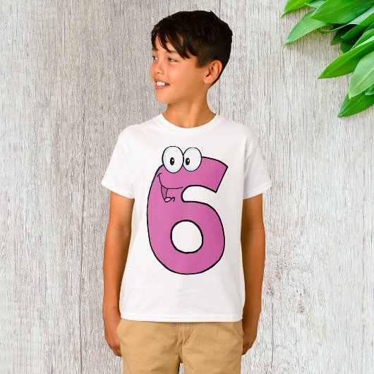 Cartoon Nummer 6 Spaß Lila Lächeln sechs T-Shirt