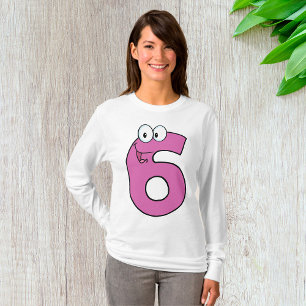 Cartoon Nummer 6 Spaß Lila Lächeln sechs T-Shirt