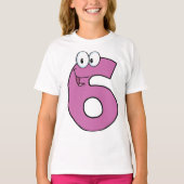 Cartoon Nummer 6 Spaß Lila Lächeln sechs T-Shirt (Vorderseite)