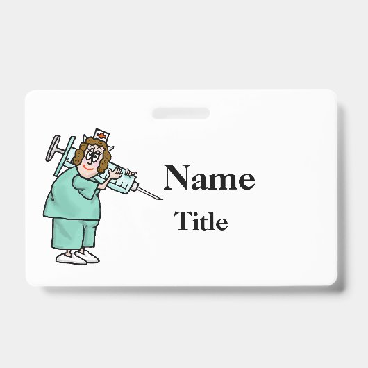 Cartoon Nurse & Big Needle Nurse Abzeichen Customi Ausweis (Vorderseite)