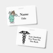 Cartoon Nurse & Big Needle Nurse Abzeichen Customi Ausweis (Vorder- & Rückseite)