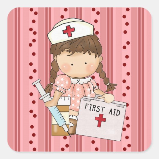 Cartoon Nurse Fun Girl Sticker (Vorderseite)