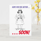 Cartoon Nurse Get Well Karte (Gelbe Blume)