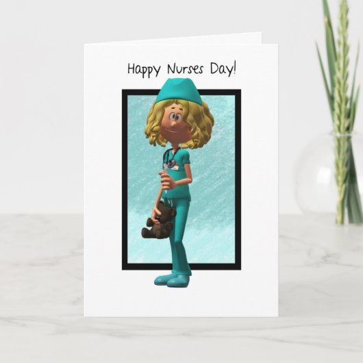 Cartoon Nurse, Nurses Day Greeting Card Karte (Vorderseite)